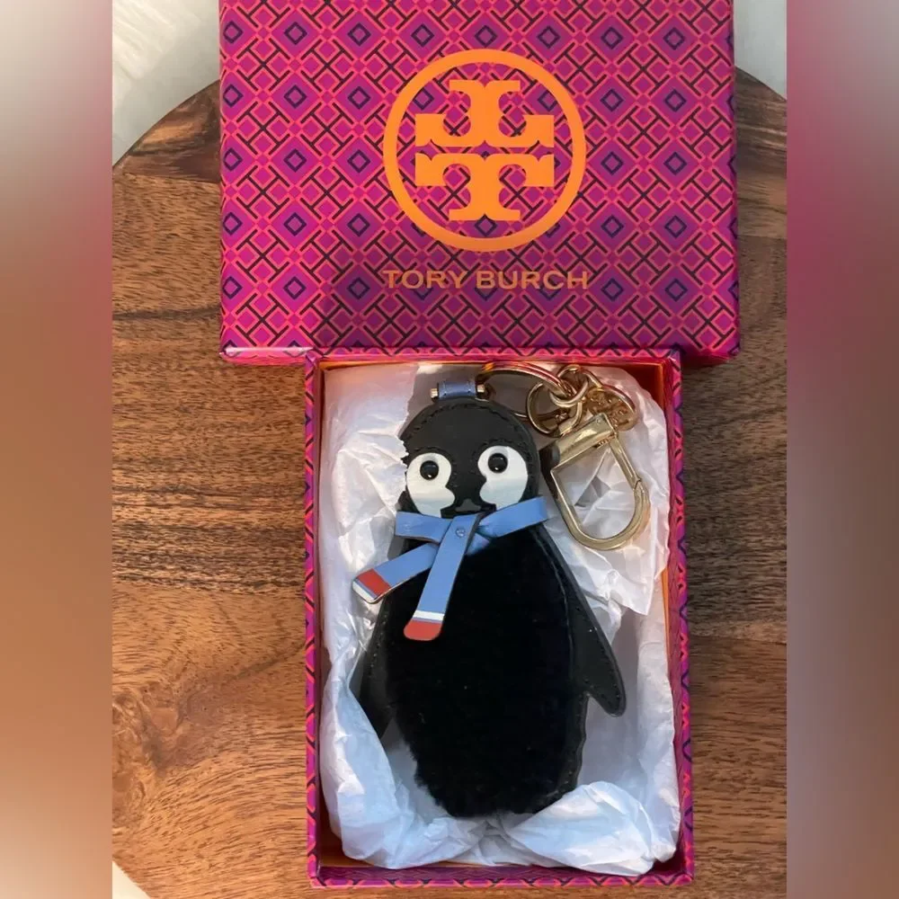 Tory Burch Black & Blue Penguin Key Fob Charm